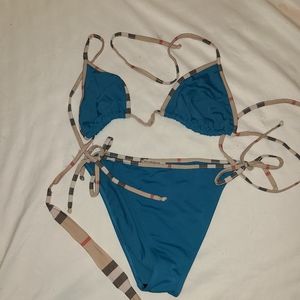 Teal 2 piece Burberry bikini